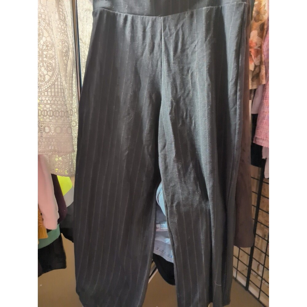 Ladies wide leg striped dress pants